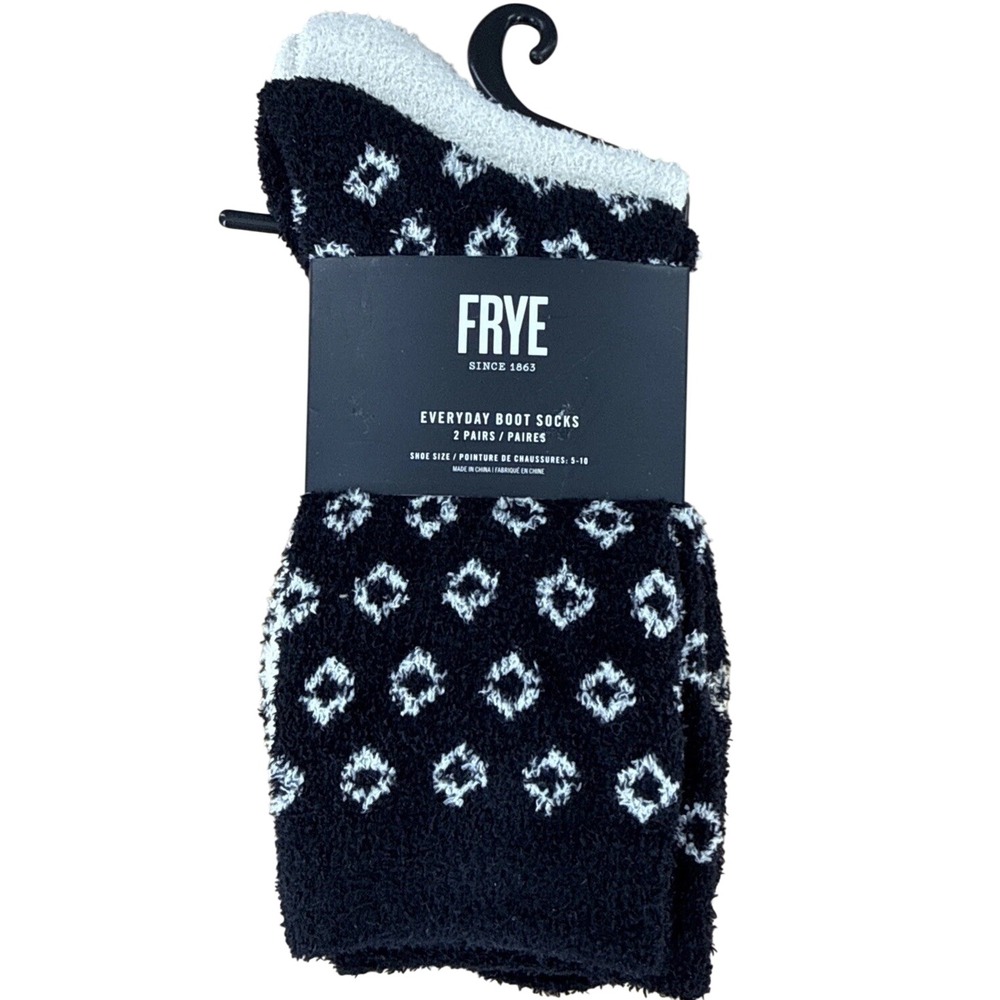 FRYE Everyday Boot Socks Cozy Warm 2 Pair Pack Women's Shoe Size 5-10 Black